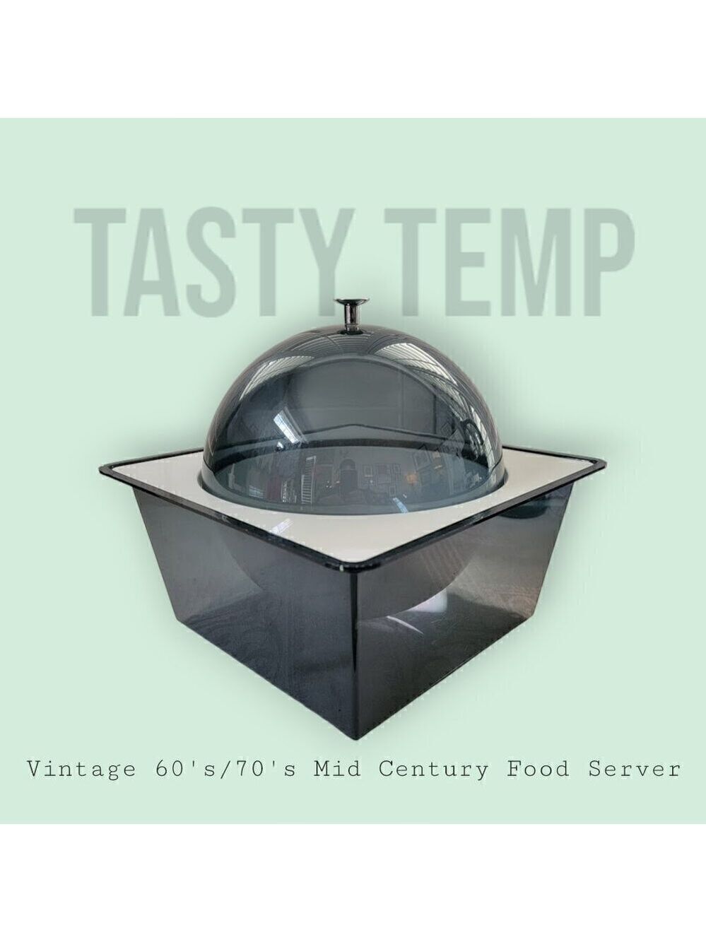Space Age Tasty Temp MCM Dome Serving Bowl - Art Deco Black White Lucite Globe